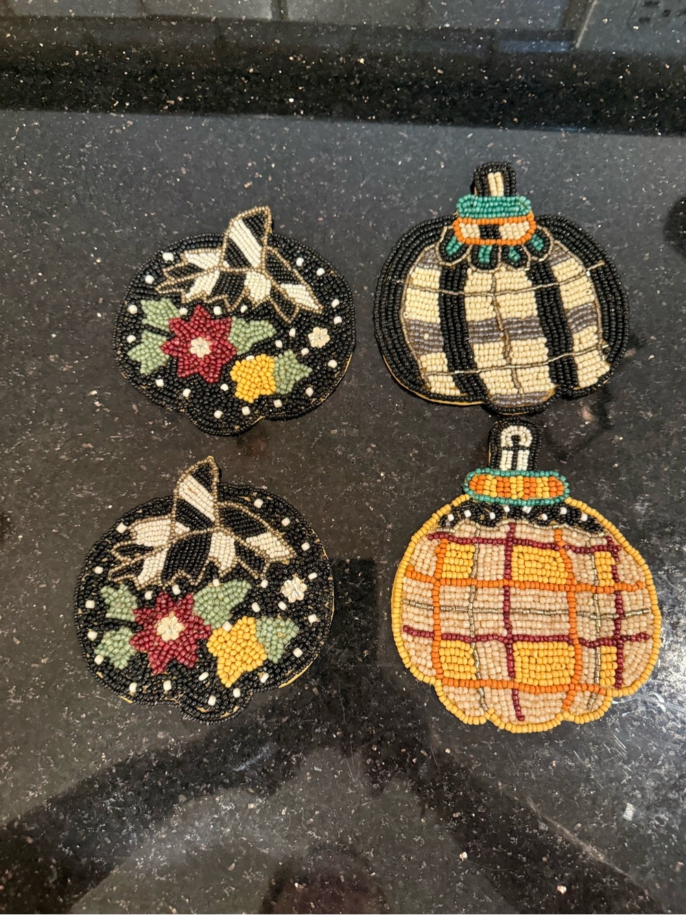 MacKenzie-Childs Beaded Pumpkin Coasters - Set of 4